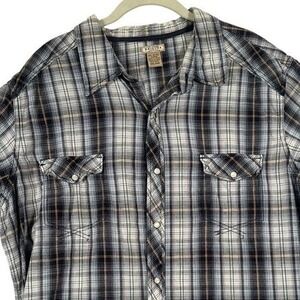 Arizona Men's‎ Size 2XL Multicolor Plaid Western Pearl Snap Shirt